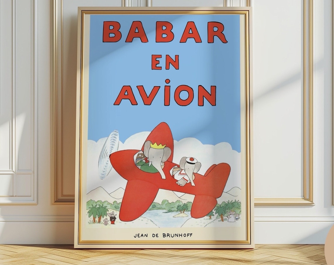 Babar The Elephant Nursery Art Print, Retro Kids Decor