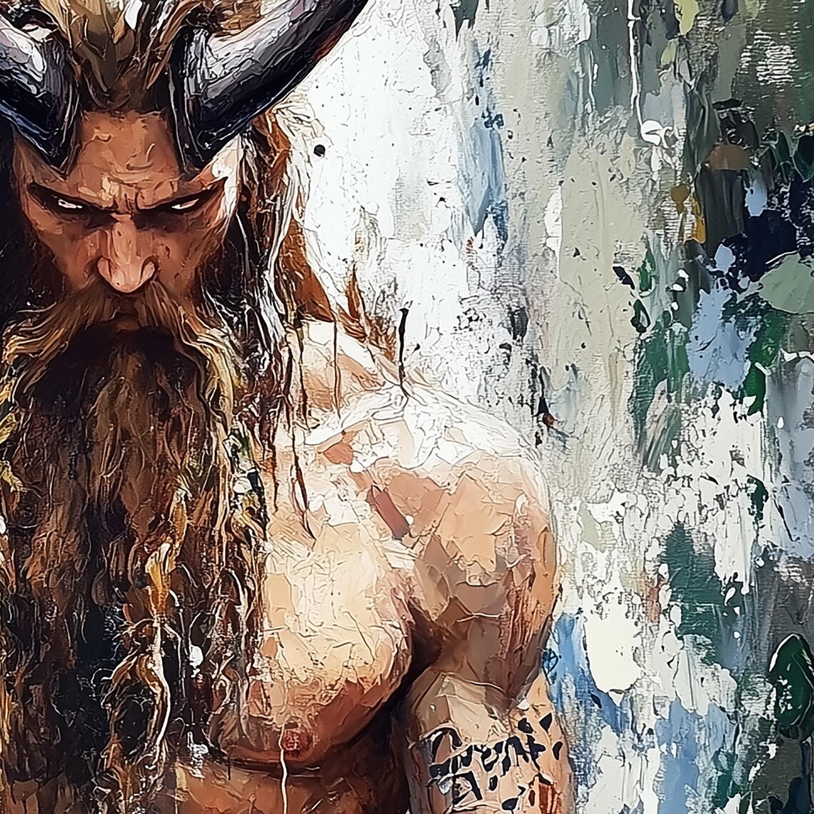 Loki Norse God Horned Warrior Viking Mythology Oil Painting Print - Image 7