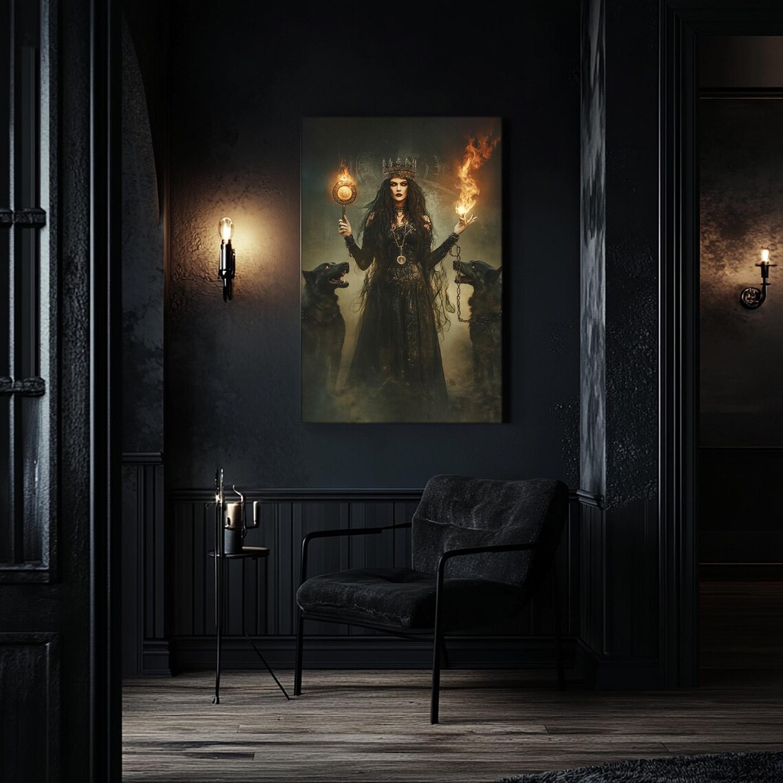 Hecate With Hellhounds Oil Painting Art Print
