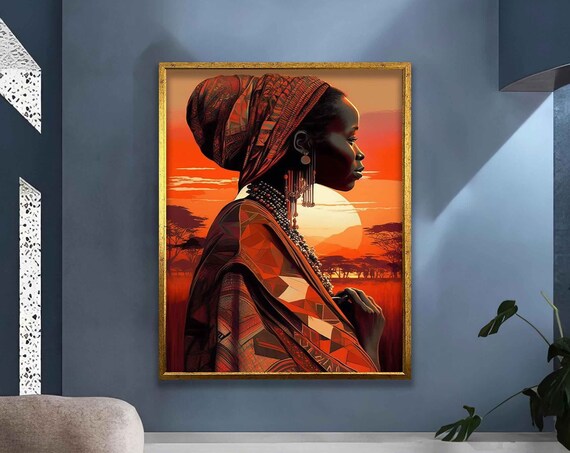 African Woman Modern Wall Art African Woman Wall Art Ethnic Wall Decor African Ethnic Beautiful Woman