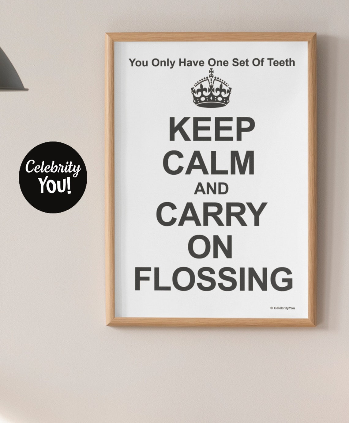 Keep Calm and Carry On Flossing Funny Dental Office Sign Poster - Image 3
