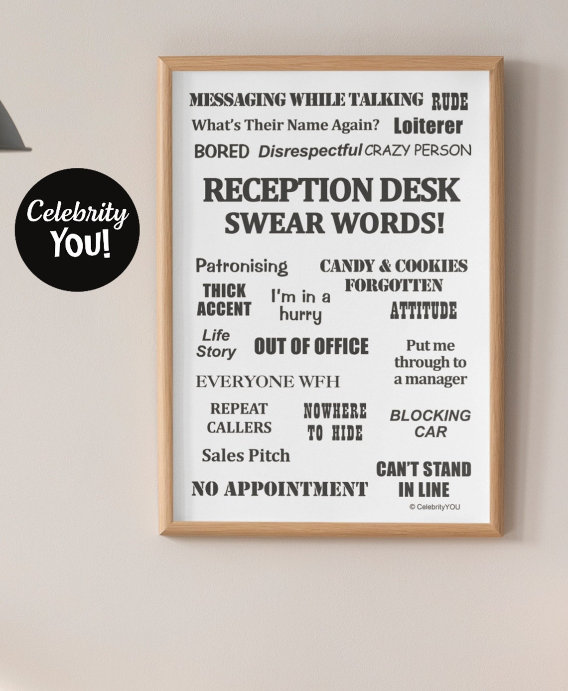 Reception Desk Swear Words Funny Front Desk Pet Peeves Poster - Image 3