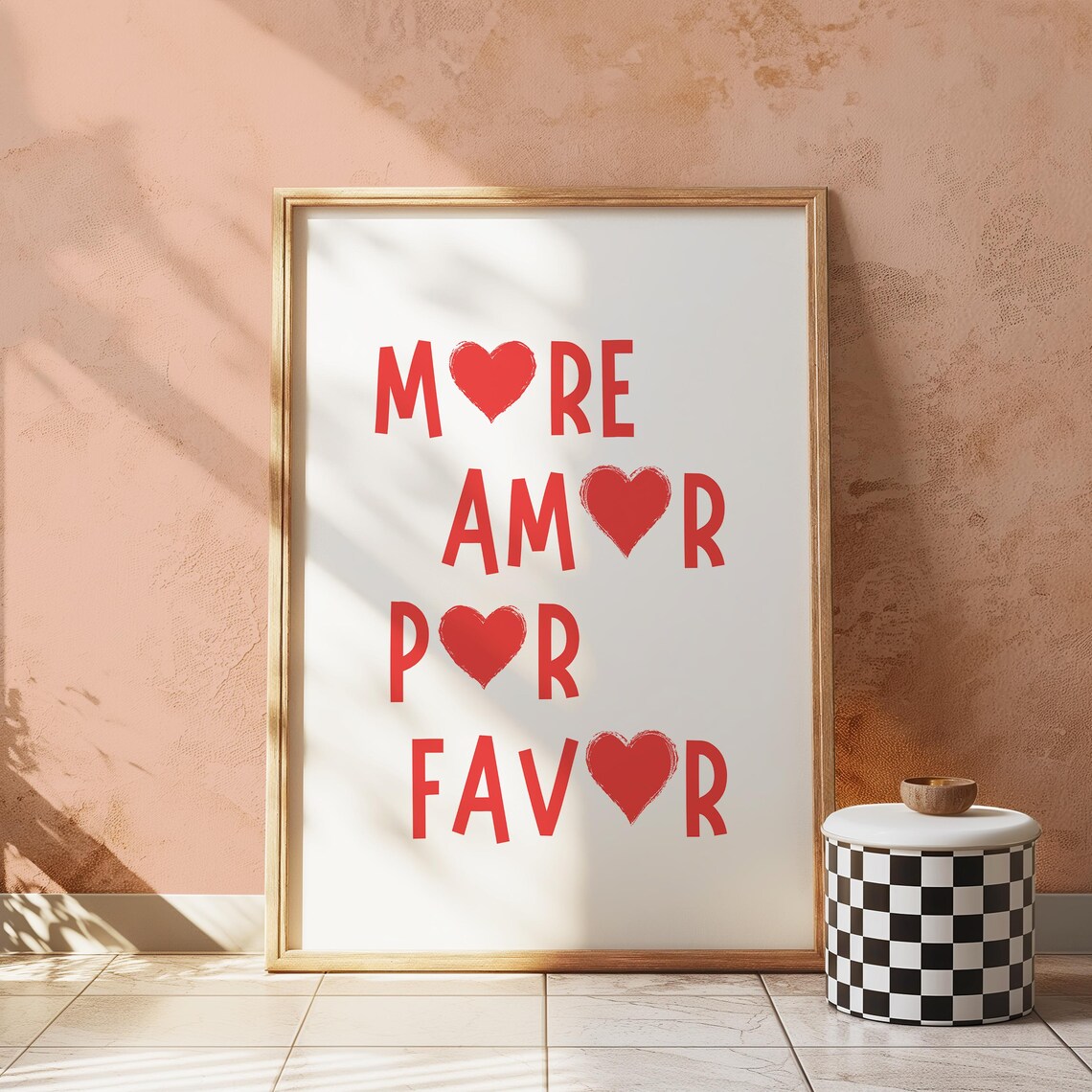 More Amor Por Favor Red Heart Spanish Quote Love Gift Poster