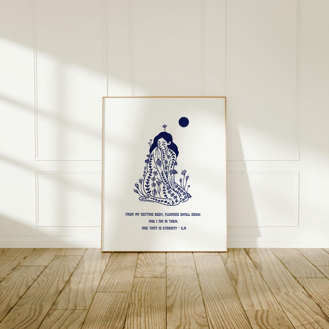 Flowers Shall Grow Eternity Quote Navy Botanical Woman Art Poster - Image 3