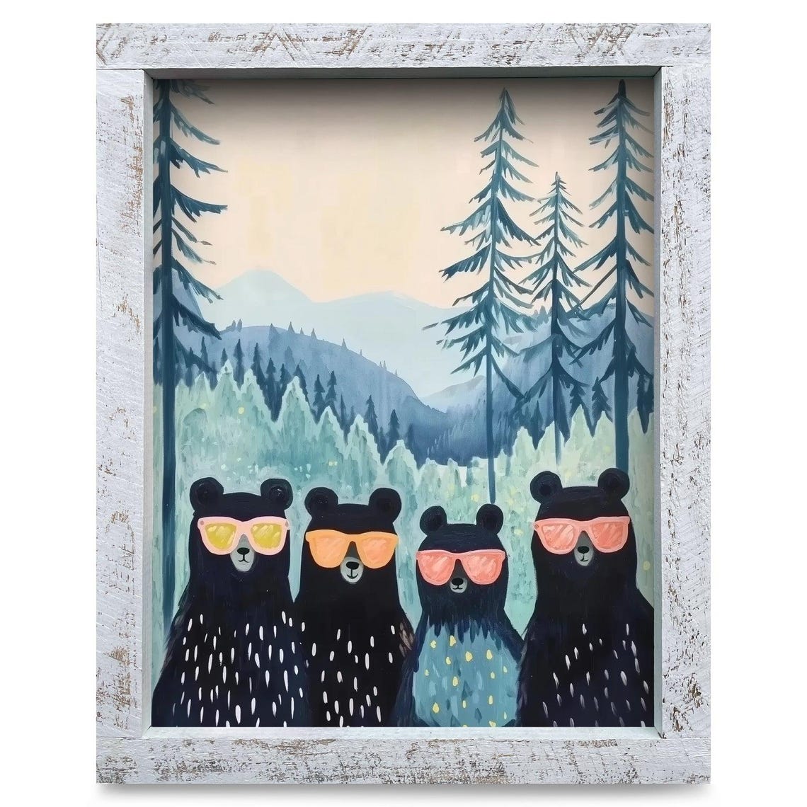 Four Cool Black Bears with Sunglasses Mountain Forest Poster