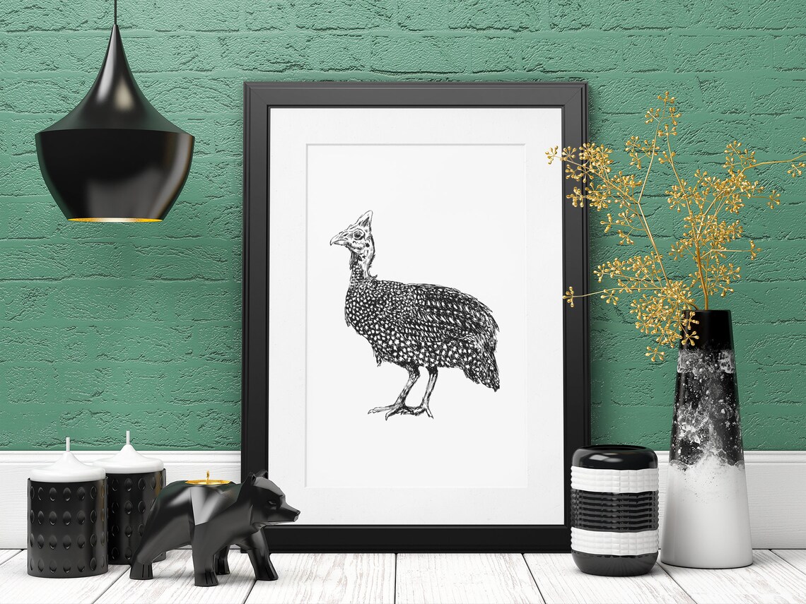 Guinea Fowl Nursery Decor, Nordic Art Poster