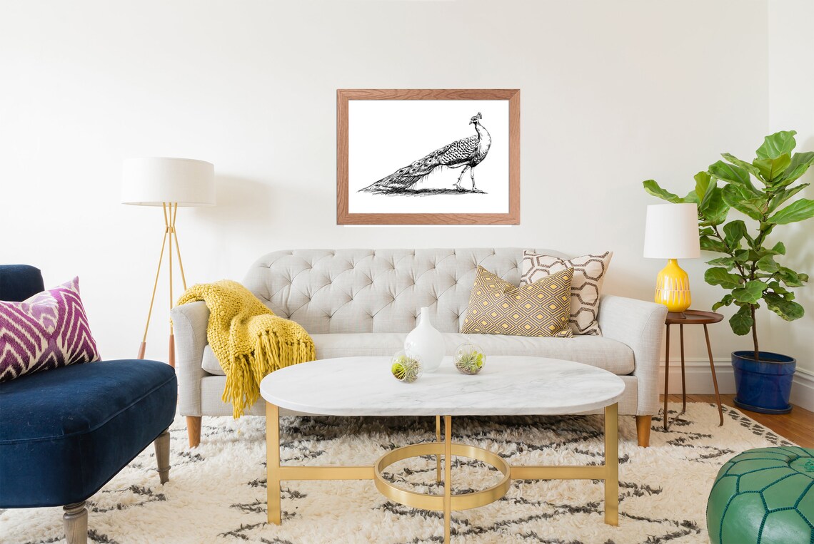 Peacock Poster, Black And White Bird Art Print - Image 3