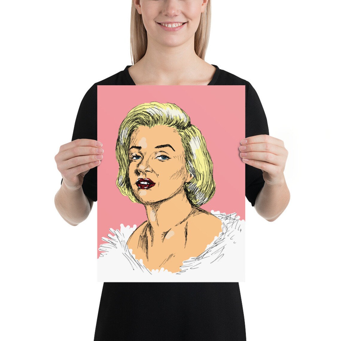 Marilyn Monroe Pop Art Pink Portrait Retro Hollywood Icon Poster - Image 2
