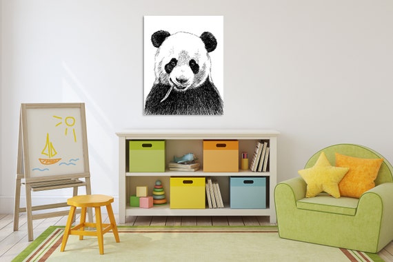 Black And White Poster Modern Nursery Print Unique Art Prints Nursery Prints Animal Cute Wall Art Black White Sketch Panda Gift Panda