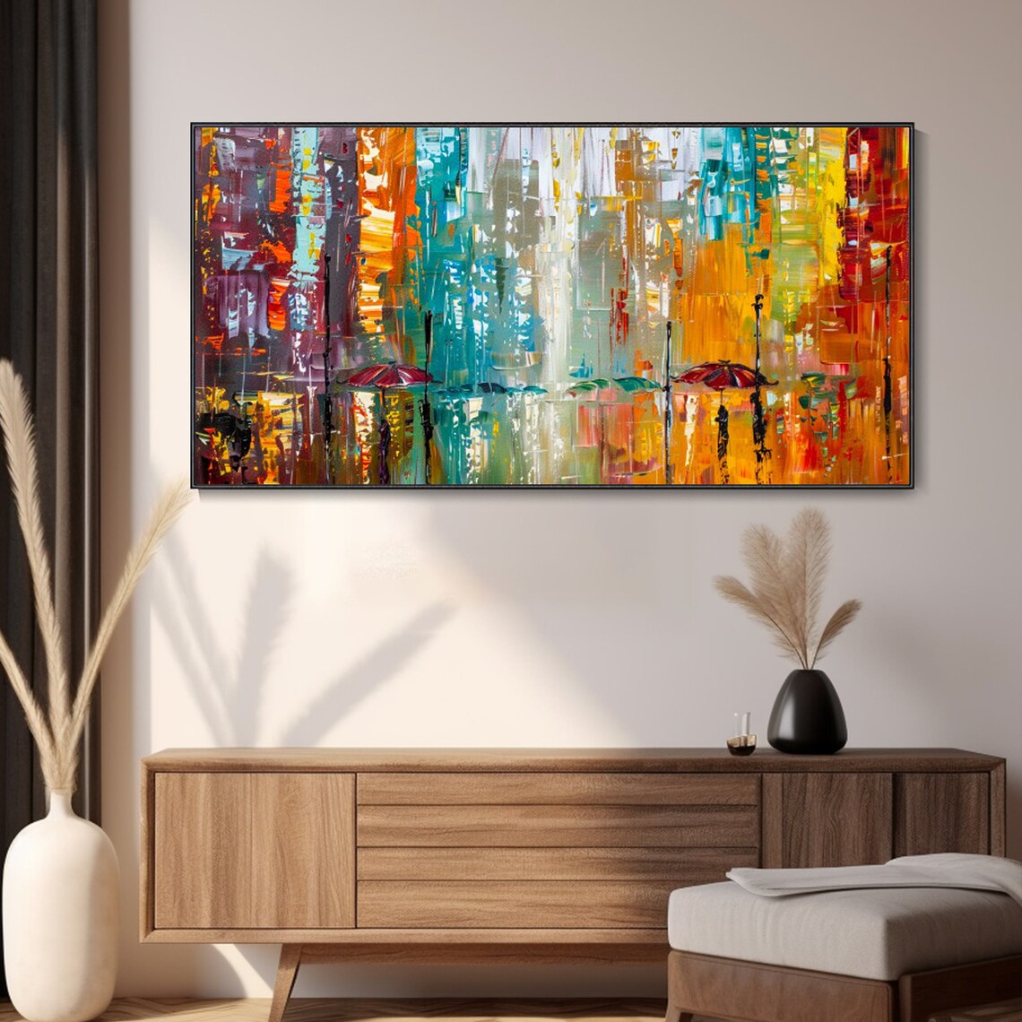 Modern Urban Abstract Oil Painting Art Print Decor - Image 2