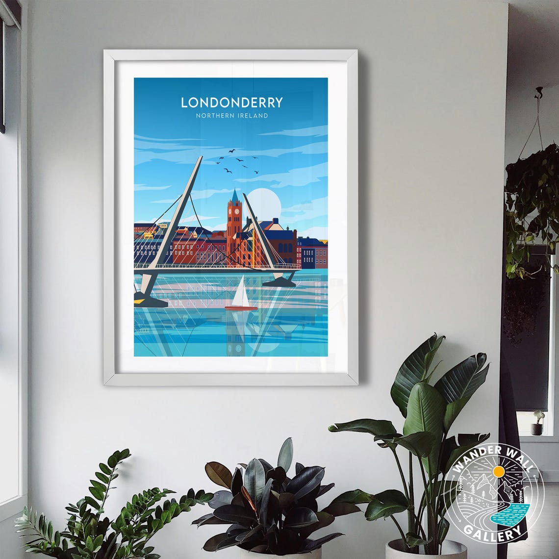 Londonderry Northern Ireland Peace Bridge River Reflections Poster - Image 3