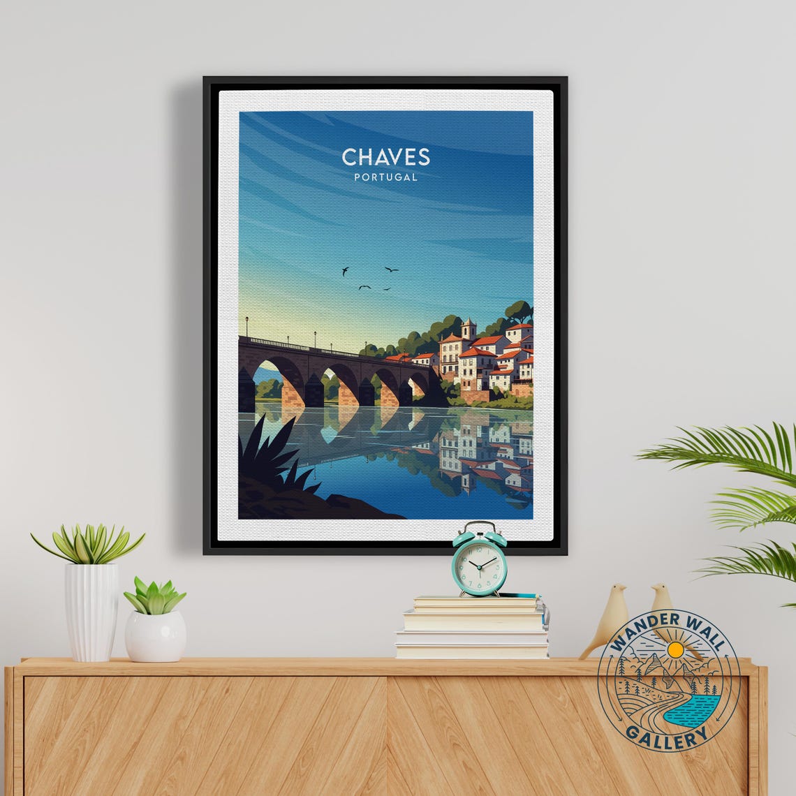 Chaves Portugal Old Stone Bridge River Reflection Travel Poster - Image 5
