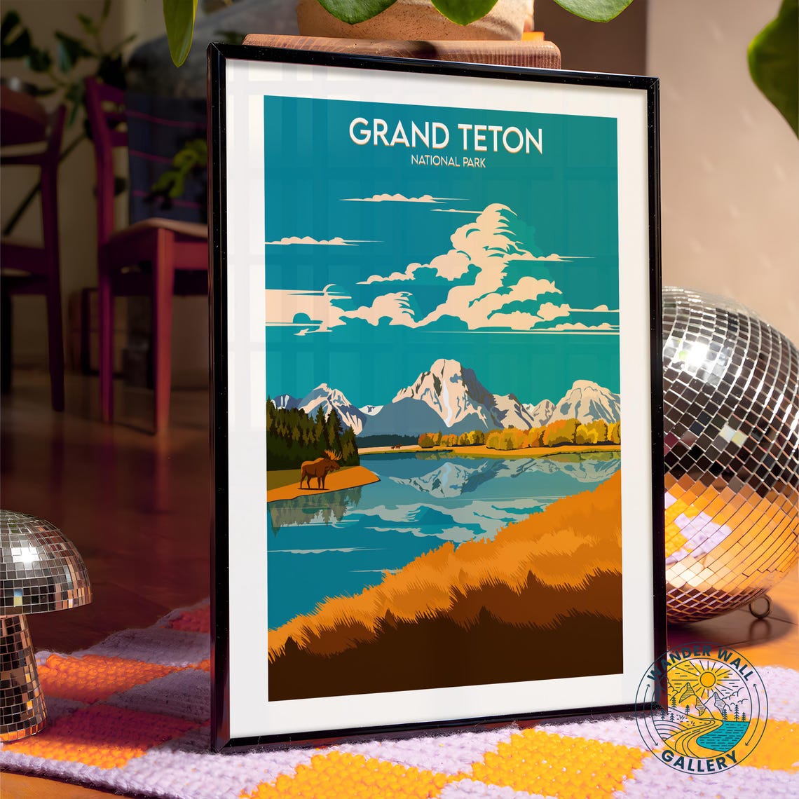 Grand Teton National Park Moose Lake Autumn Sunset Travel Poster - Image 4