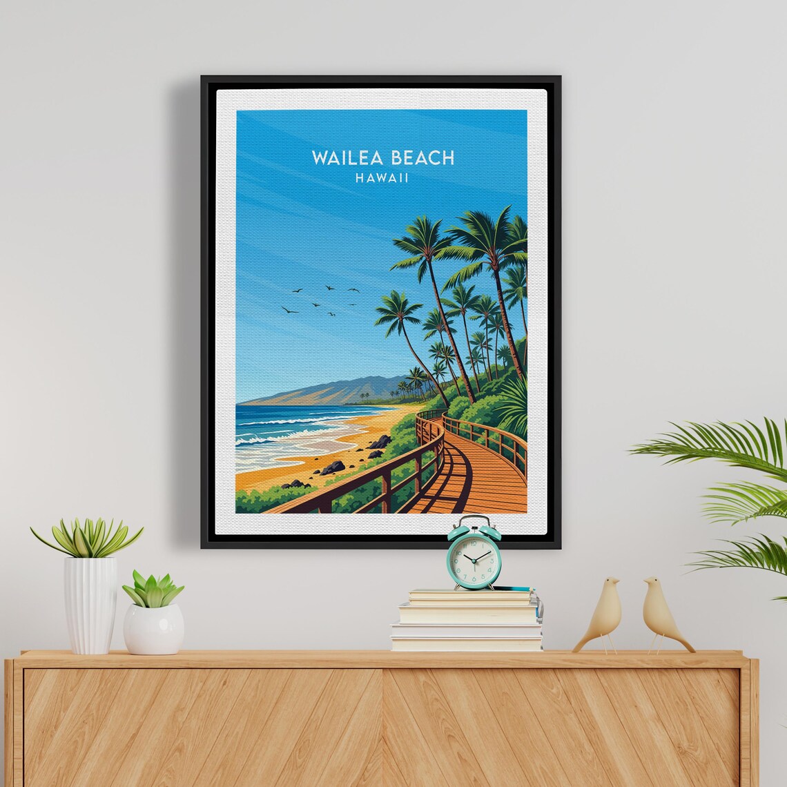 Wailea Beach Maui Hawaii Wooden Walkway Tropical Coast Scene Poster - Image 5