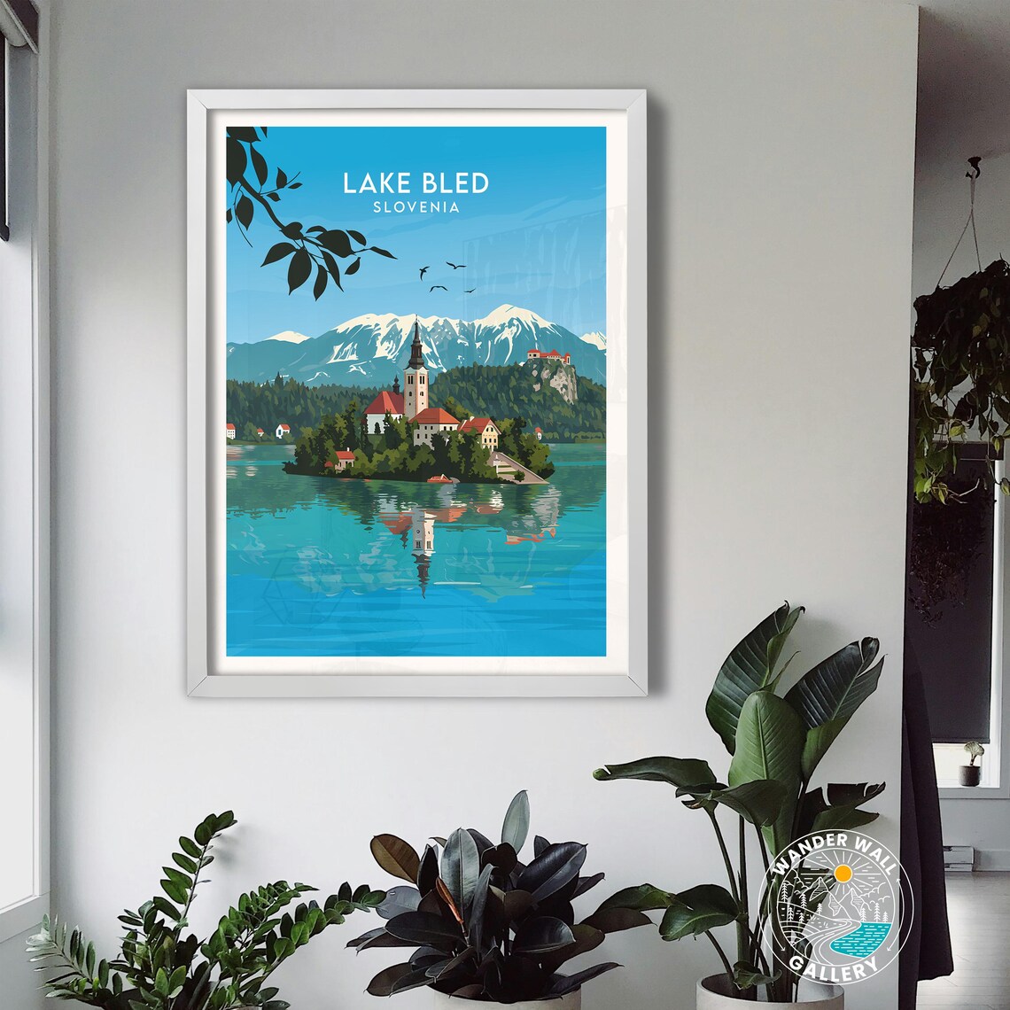 Lake Bled Slovenia Island Church Snowy Peaks Blue Lake Poster - Image 3