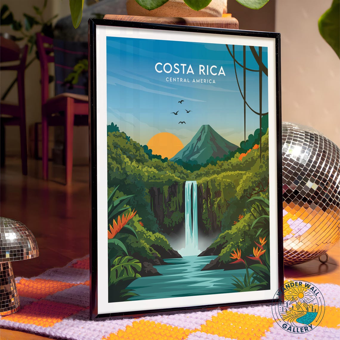 Costa Rica Central America Waterfall Volcano Sunset Jungle Poster - Image 4
