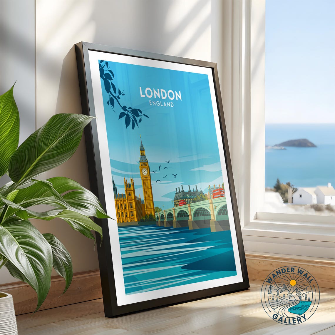 London England Big Ben Westminster Bridge Moonlit River Poster - Image 2