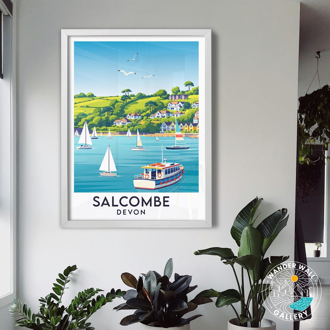 Salcombe Devon Sailing Harbor Seagulls Coastal Travel Poster - Image 3