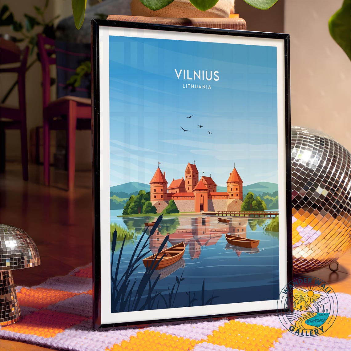 Vilnius Lithuania Trakai Island Castle Lake Vintage Travel Poster - Image 4