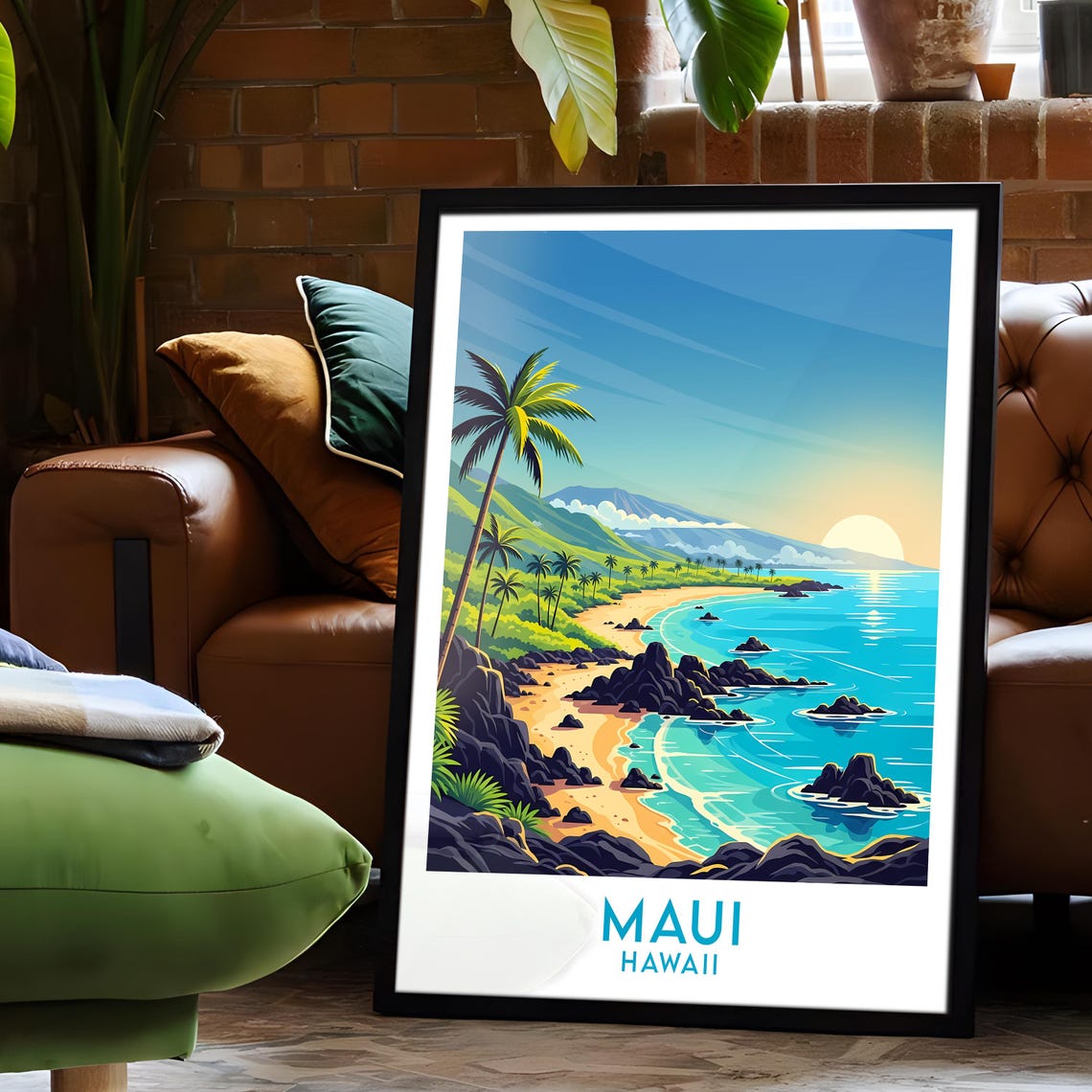 Maui Hawaii Island Beach Paradise Sunrise Ocean Palm Fronds Poster - Image 6