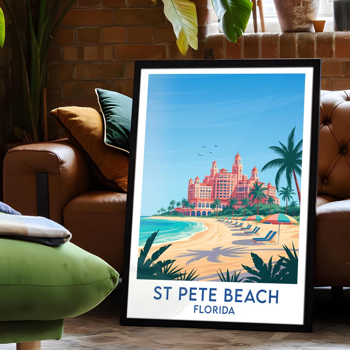 St Pete Beach Florida Pink Resort Hotel Beach Umbrellas Poster - Image 6
