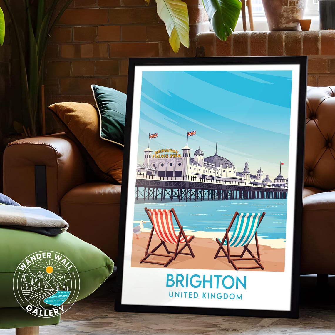 Brighton England Palace Pier Deck Chairs Seaside Holiday Poster - Image 6