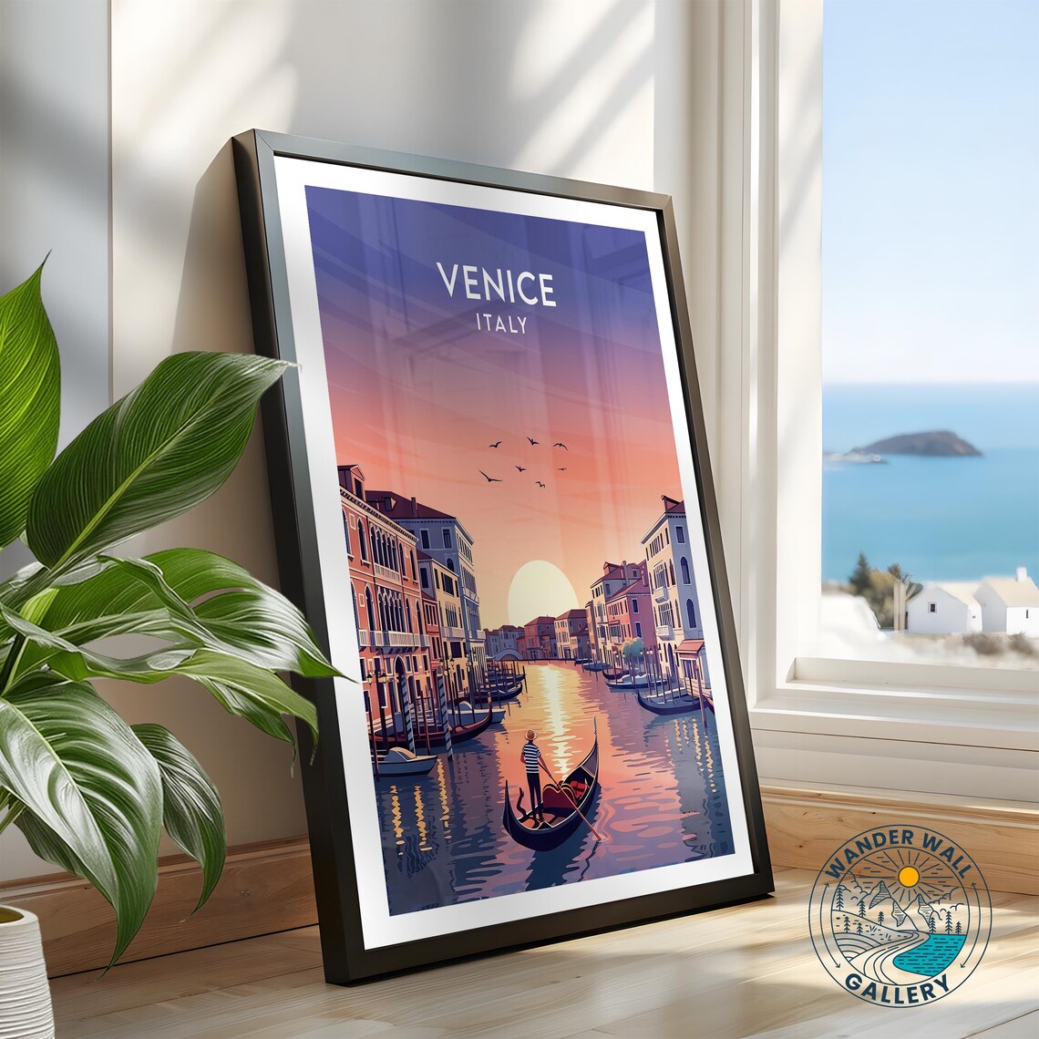 Venice Italy Gondola Sunset Canal Romantic Vintage Travel Poster - Image 2