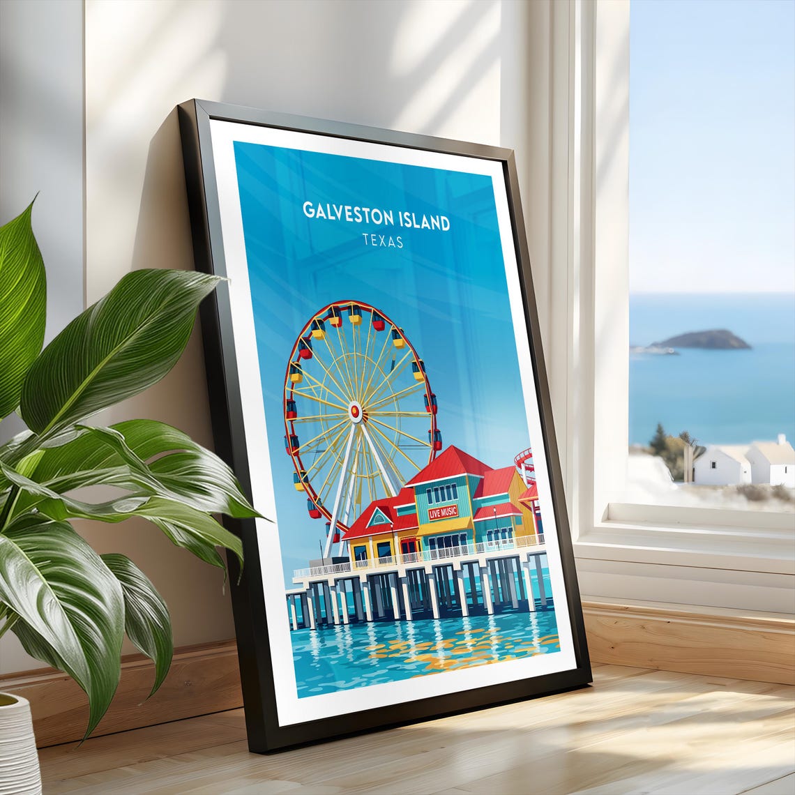 Galveston Island Texas Pier Amusement Park Ferris Wheel Poster - Image 2
