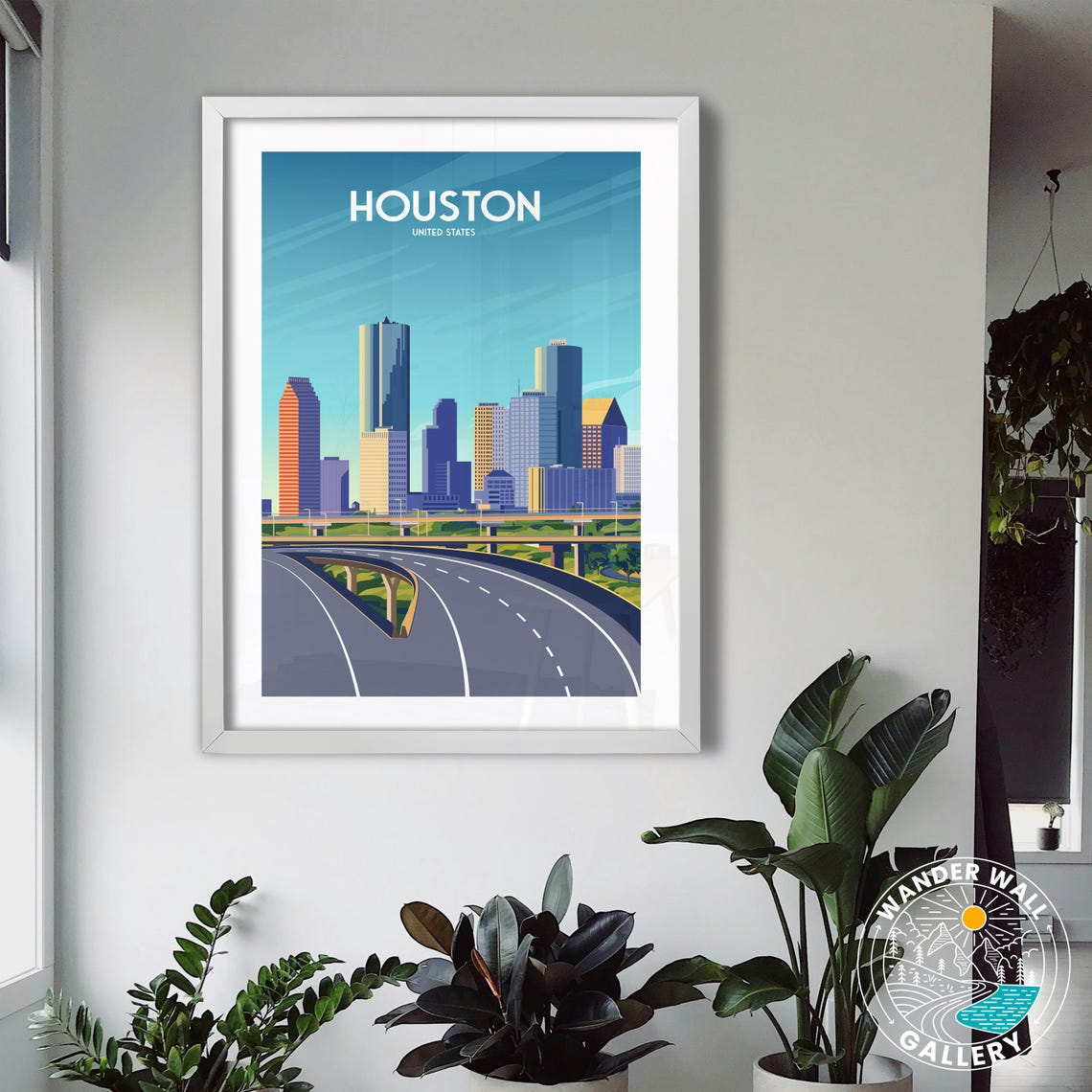Houston Texas Downtown Highway Overpass Skyline Travel Poster - Image 3
