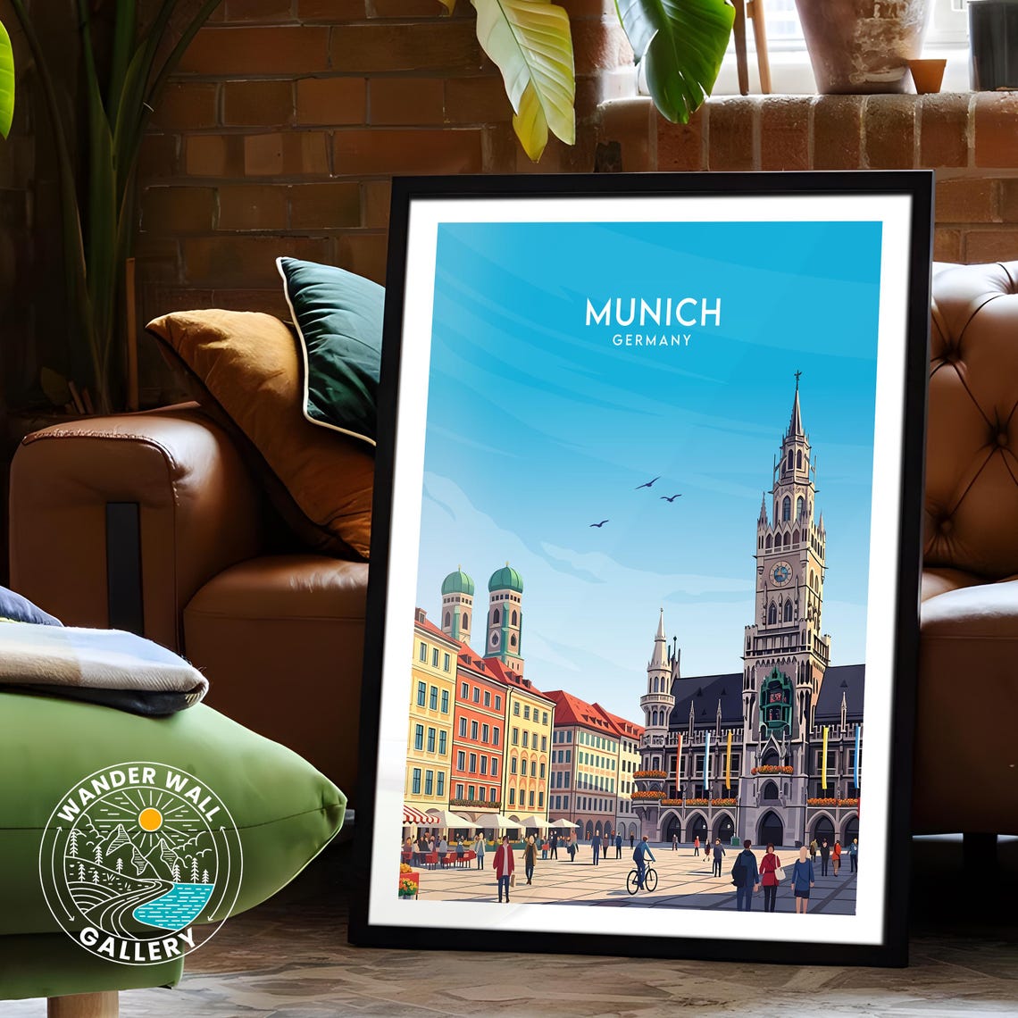 Munich Germany Marienplatz New Town Hall Retro Travel Poster - Image 6