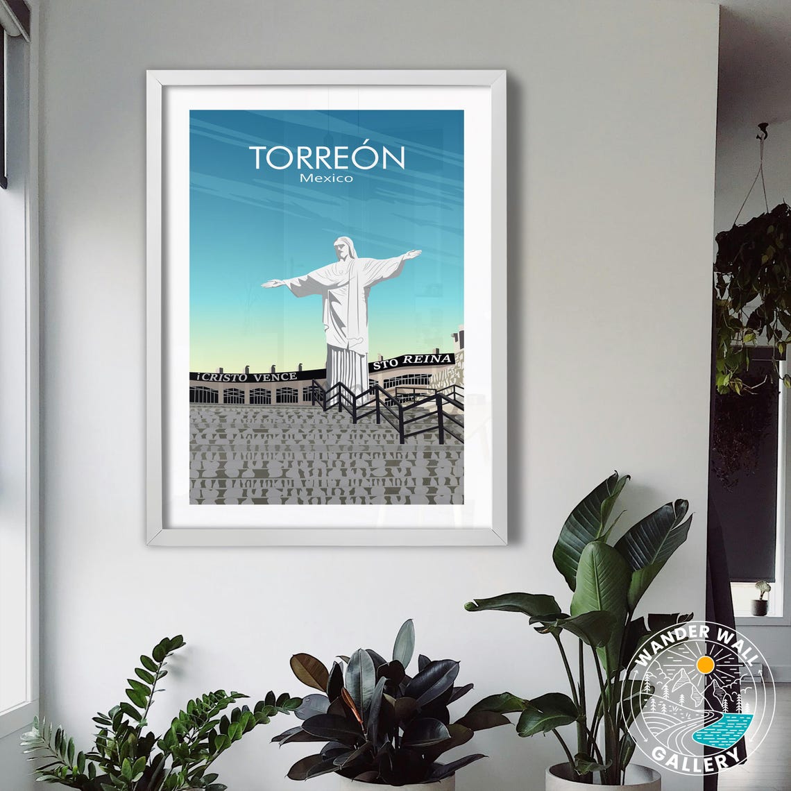 Torreon Mexico Cristo Monument Sunset Whitewashed Hilltop Poster - Image 3