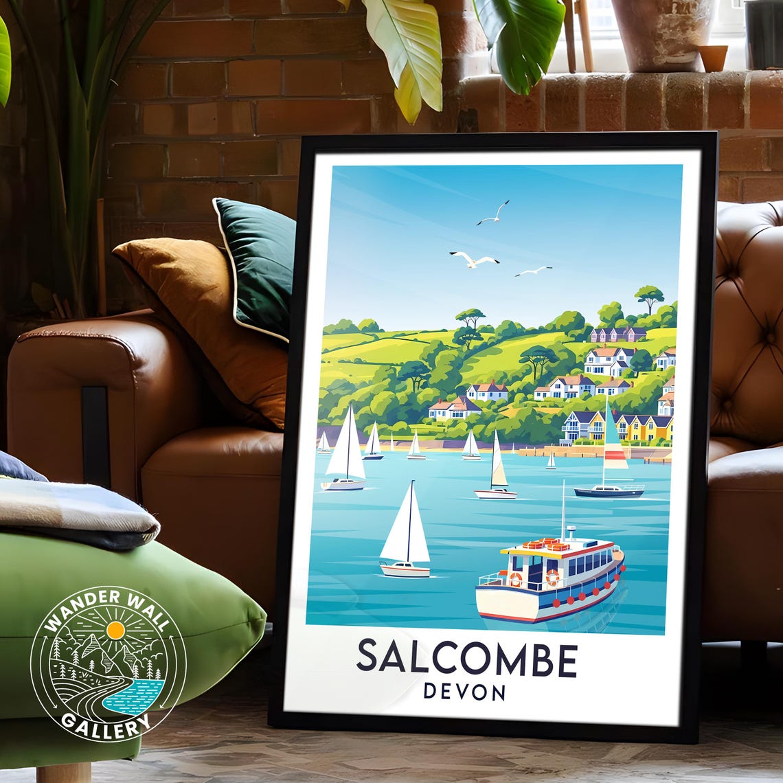 Salcombe Devon Sailing Harbor Seagulls Coastal Travel Poster - Image 6