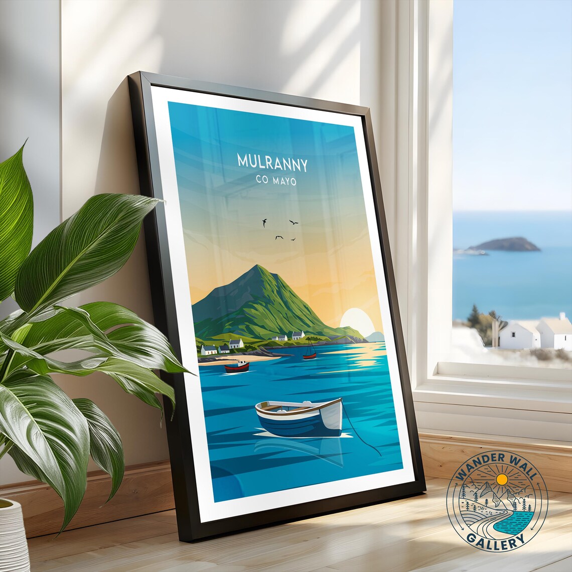 Mulranny County Mayo Ireland Coastal Mountain Sunset Boats Poster - Image 2