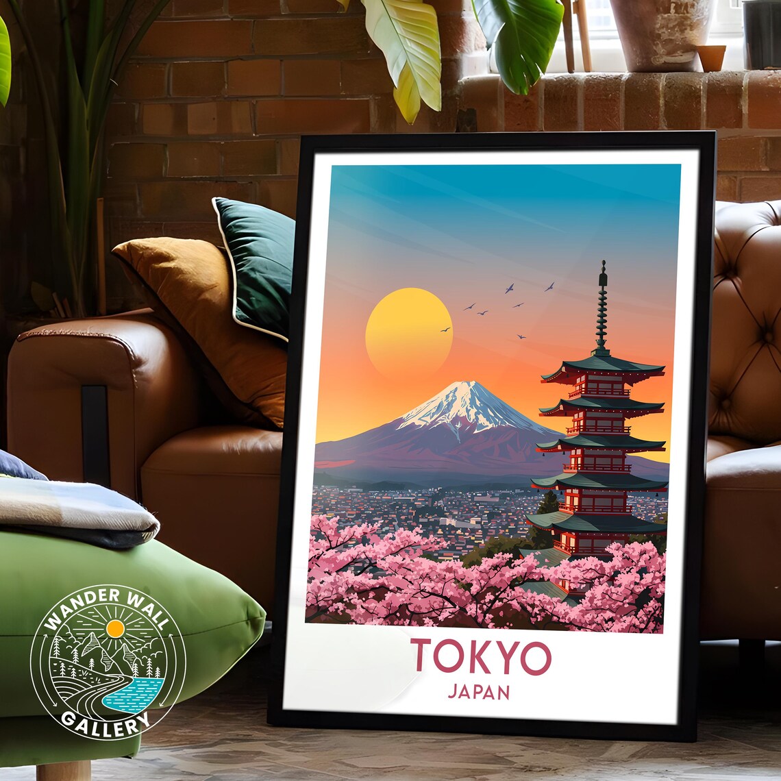 Tokyo Japan Fuji Pagoda Cherry Blossom City Sunset Travel Poster - Image 6