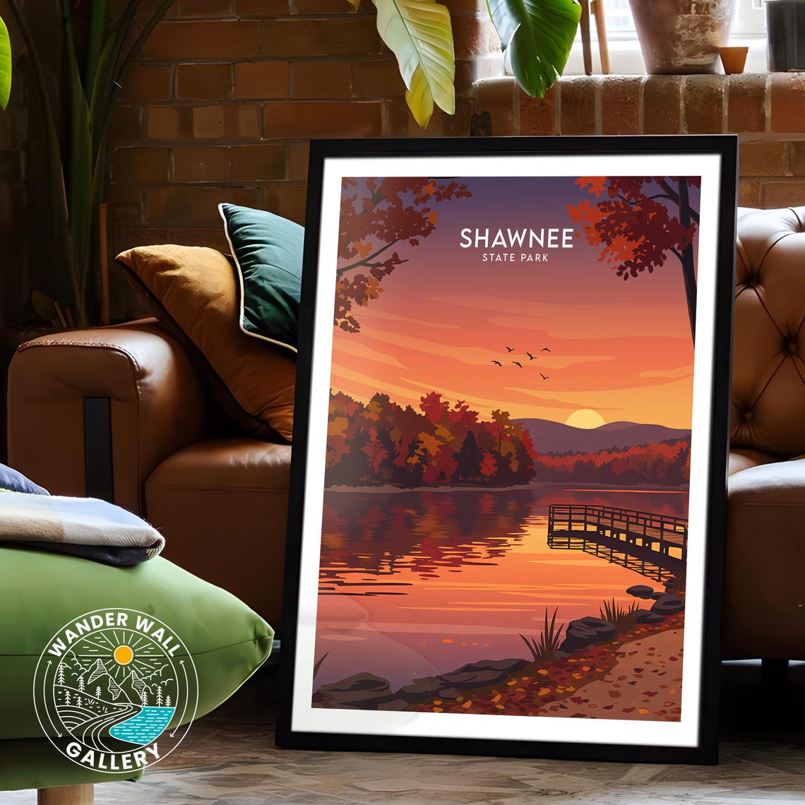 Shawnee State Park Sunset Dock Crimson Lake Reflections Poster - Image 6