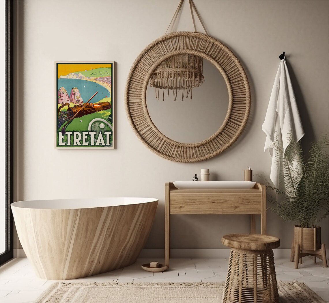 Etretat France Normandy Cliffs Bay Golf Course Tee View Travel Poster - Image 2