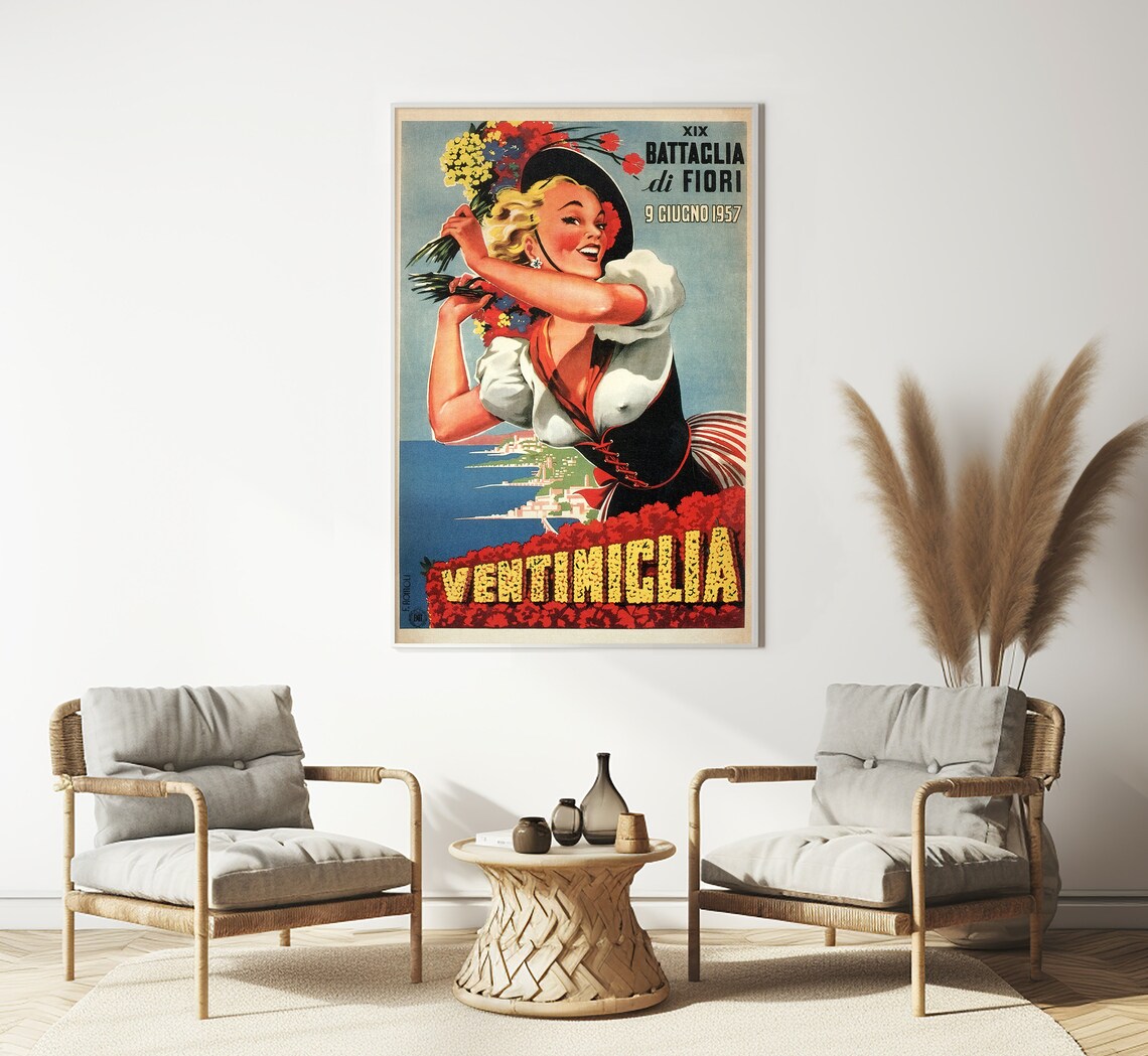 Ventimiglia Liguria Italy Vintage Travel Poster - Image 3