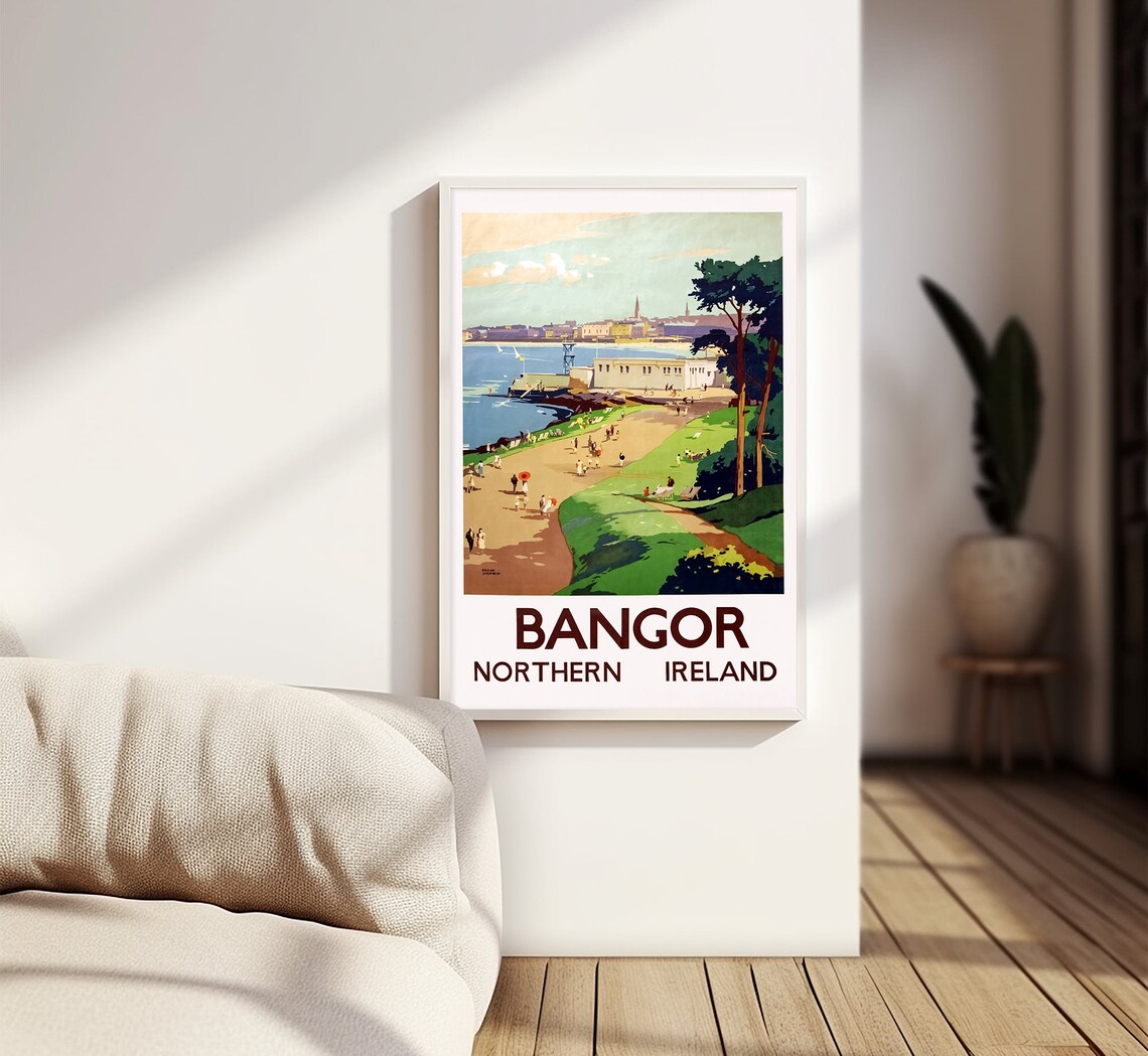 Bangor Northern Ireland Vintage Beach Promenade Travel Poster Print - Image 3
