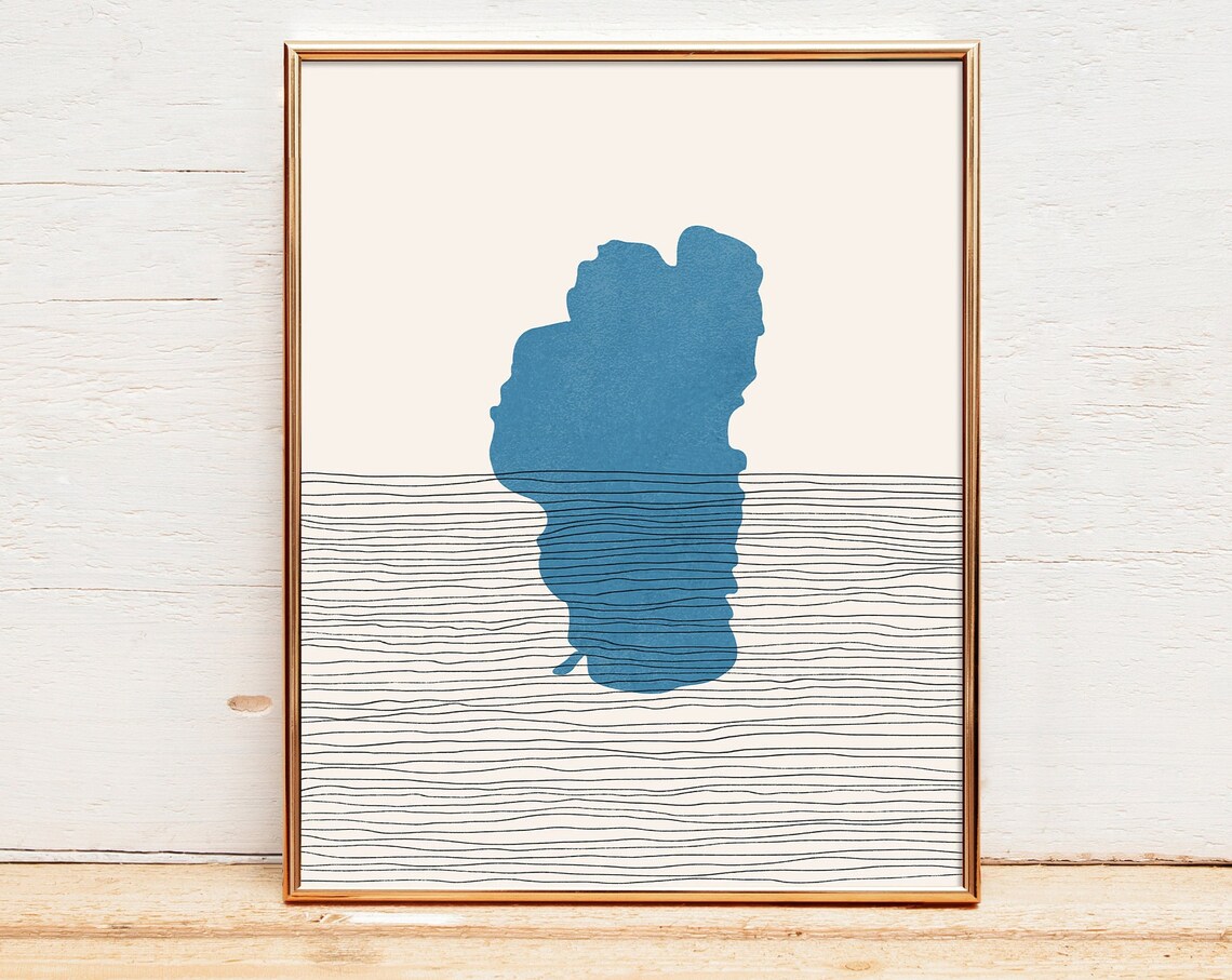 Custom Personalized Lake Map Art Print, Cabin Decor