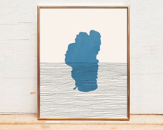 Custom Personalized Lake Map Art Print, Cabin Decor