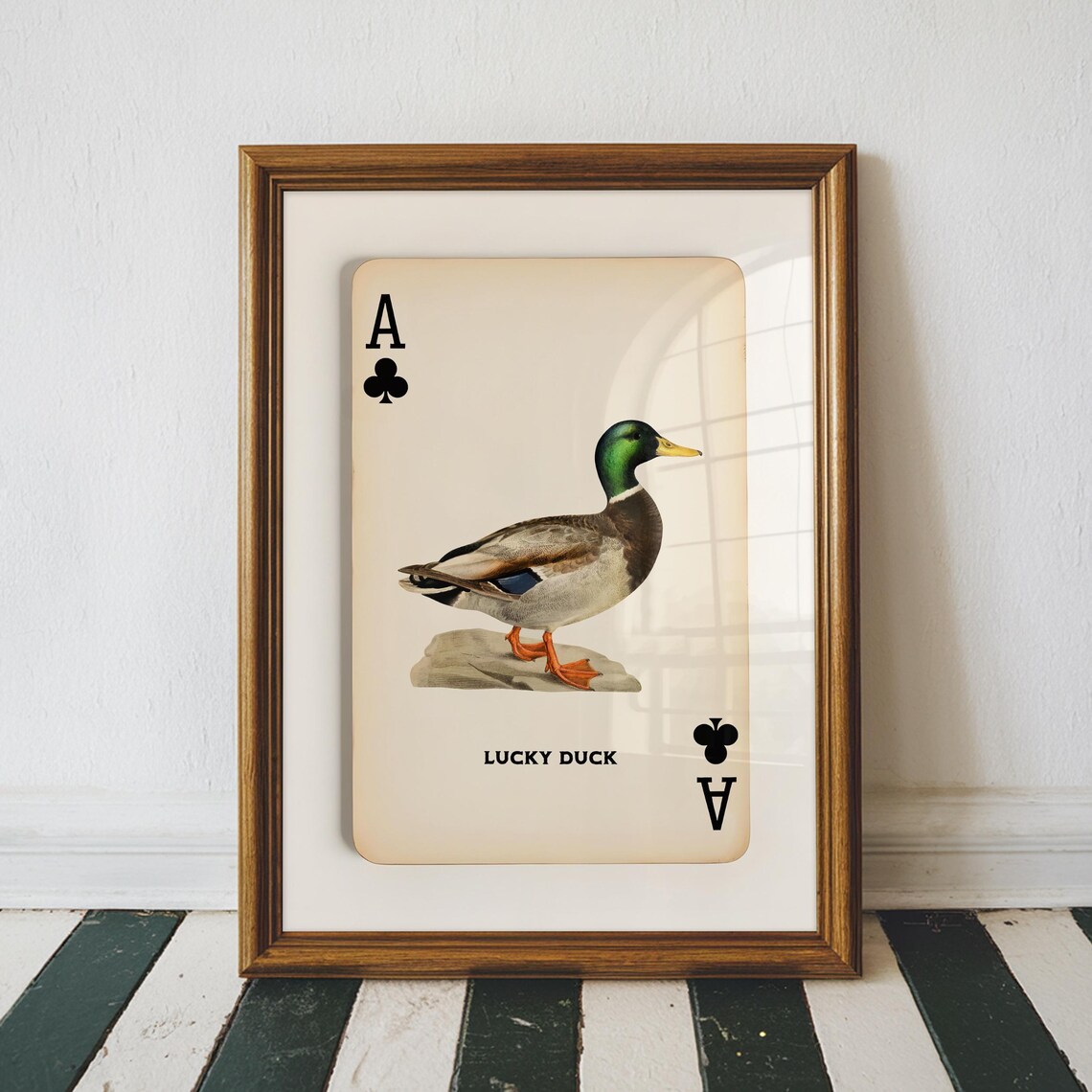 Lucky Duck Ace Of Clubs Vintage Mallard Art Print