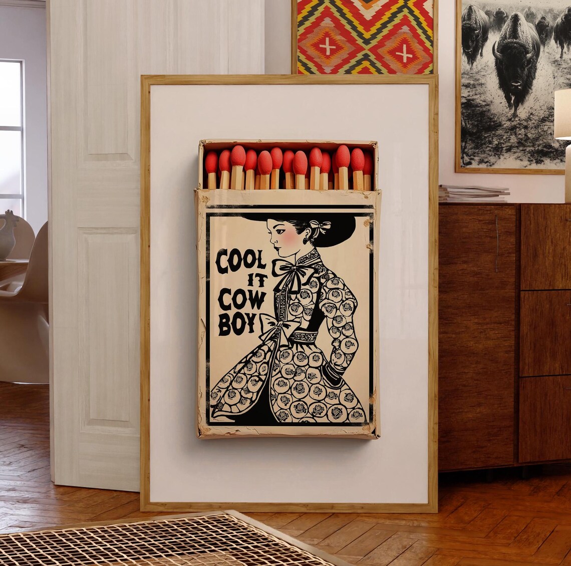 Cool It Cowboy Coastal Cowgirl Retro Western Art Print