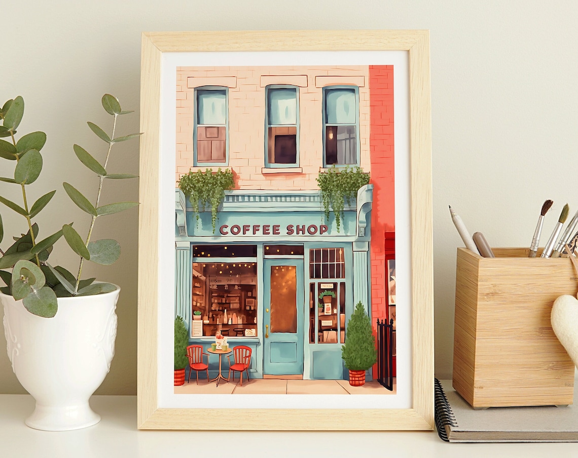 New York Coffee Shop Illustration Art Print