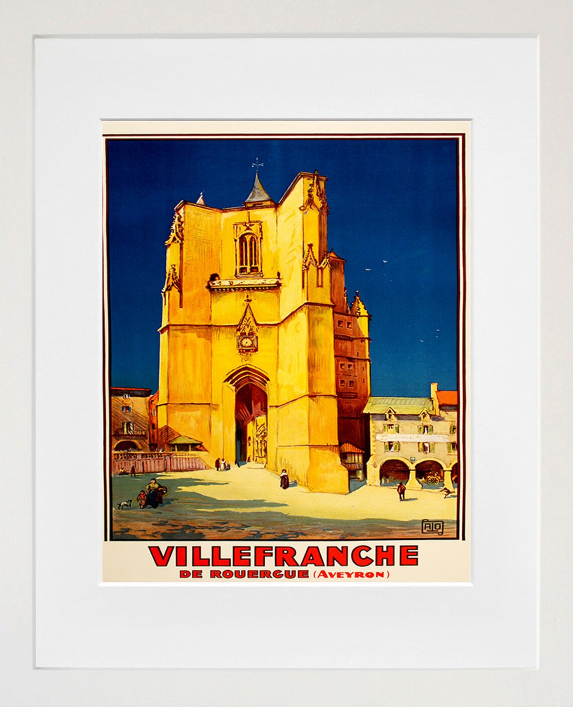 Villefranche de Rouergue Aveyron Church Vintage France Poster - Image 2