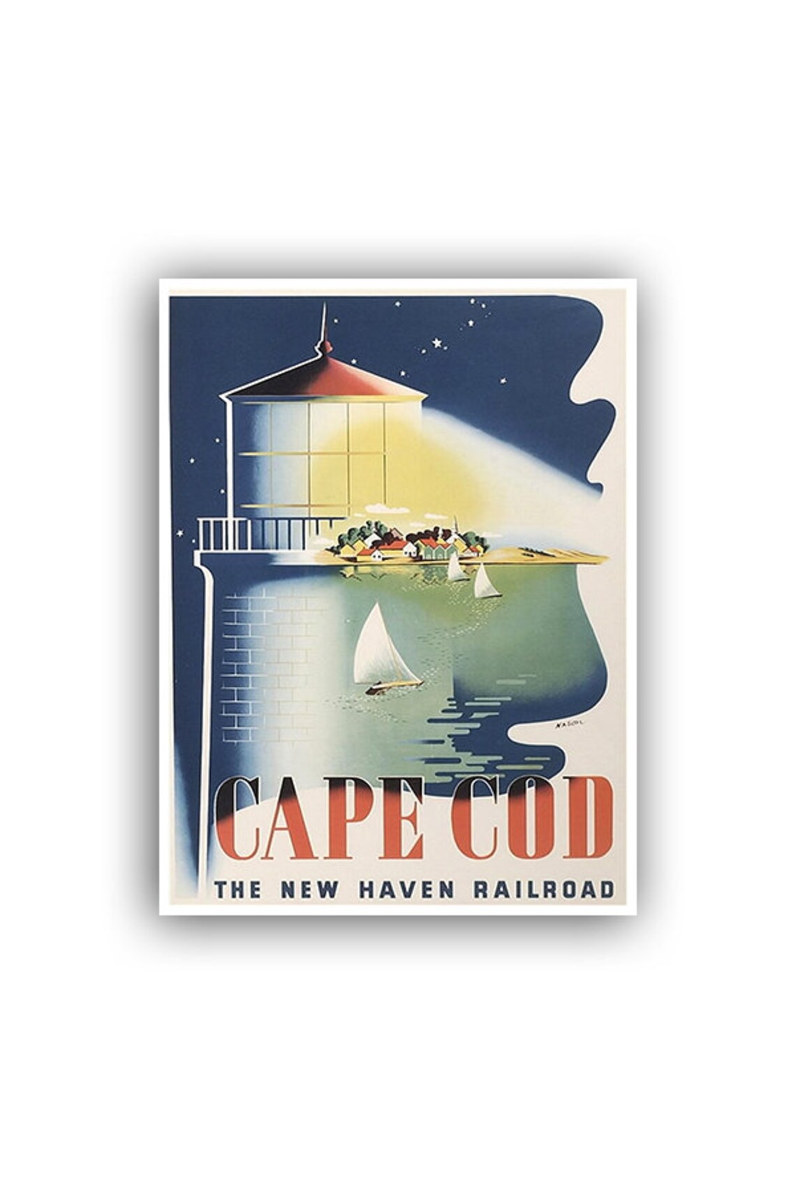 Cape Cod Vintage Travel Poster, Home Wall Decor