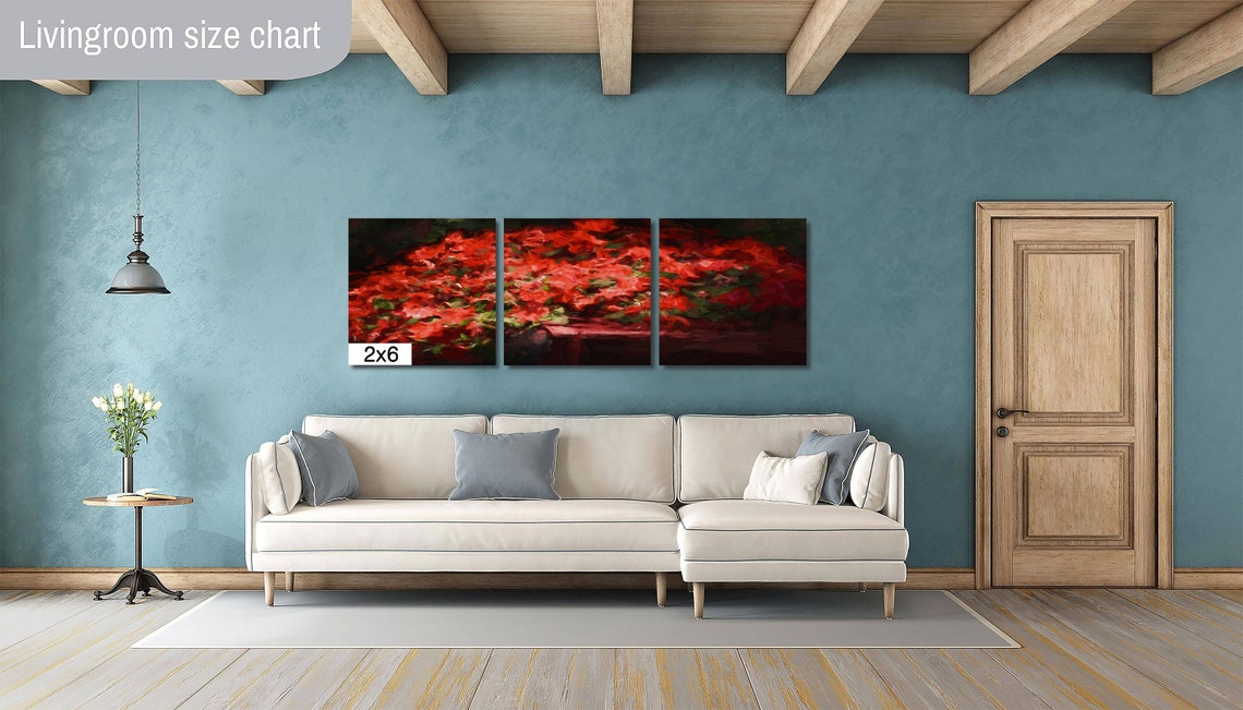 Crimson Red Impatiens Blossoms Impressionist Bold Floral Art Poster - Image 3