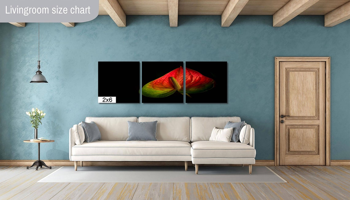 Red Anthurium Flower On Black Dramatic Tropical Botanical Art Poster - Image 3
