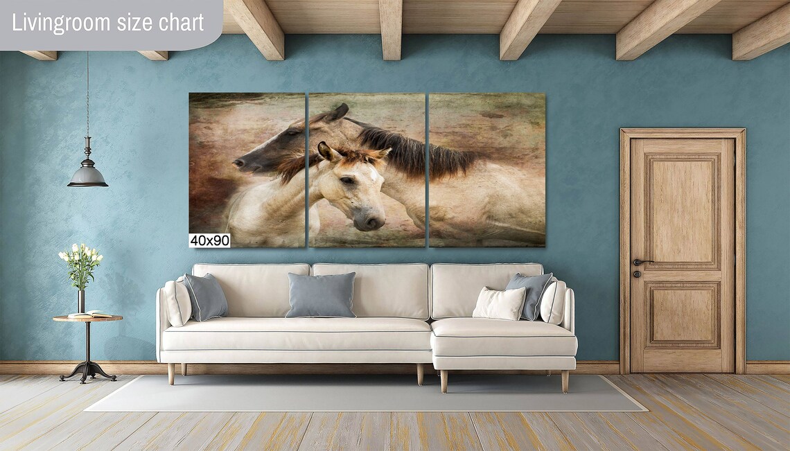 Mare and Foal Portrait Rustic Textured Background Horse Wall Poster - Image 2