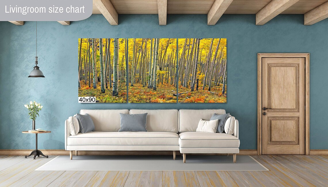 Sunlit Golden Aspen Grove with White Trunks Autumn Forest Poster - Image 2