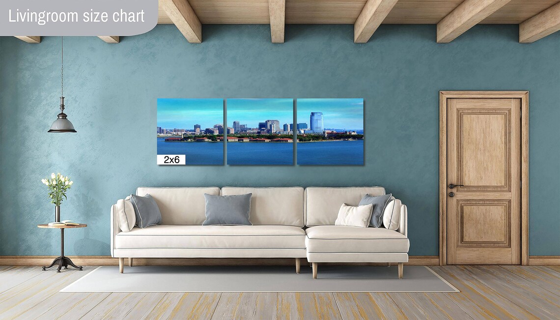 Ellis Island Jersey City Skyline Across New York Harbor Day Poster - Image 3